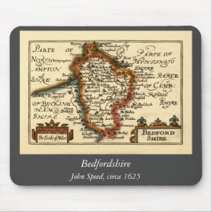 Bedfordshire County England Old Antiquarian Karta Musmatta