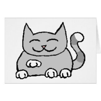 Bedjande lycklig katt OBS kort