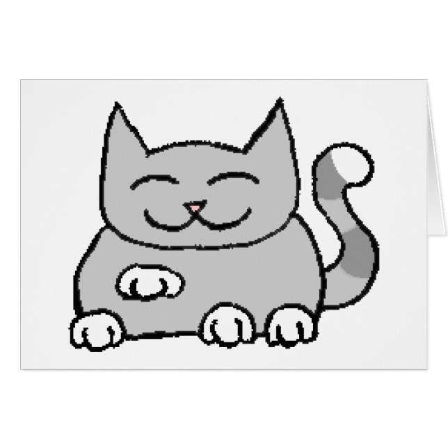 Bedjande lycklig katt OBS kort (Framsidan Horizontal)