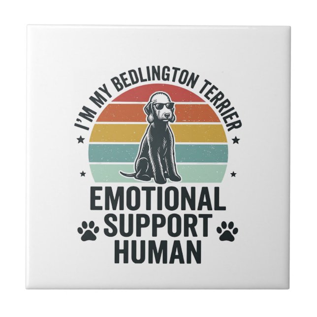 Bedlington Terrier Emotionellt Stöd Människa Vinta Kakelplatta (Framsidan)