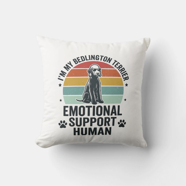 Bedlington Terrier Emotionellt Stöd Människa Vinta Kudde (Framsida)
