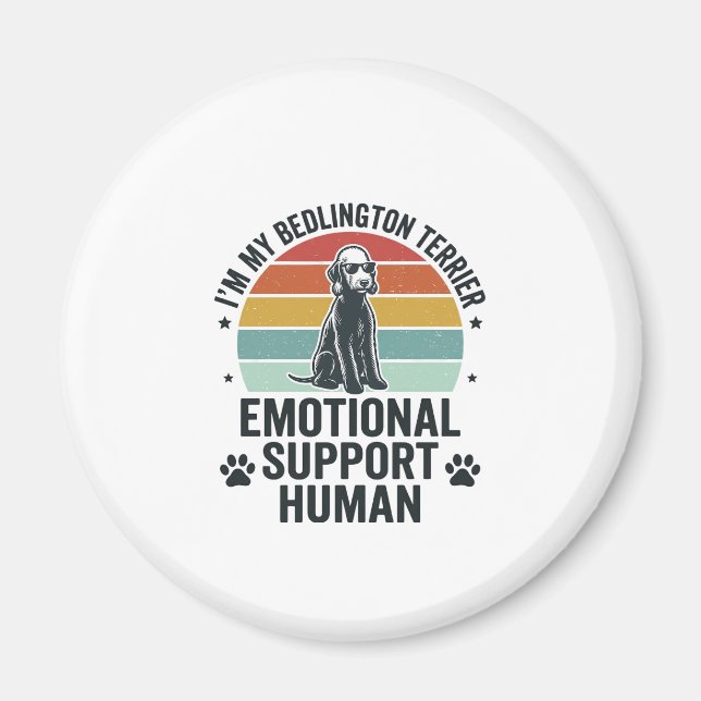 Bedlington Terrier Emotionellt Stöd Människa Vinta Magnet (Framsidan)