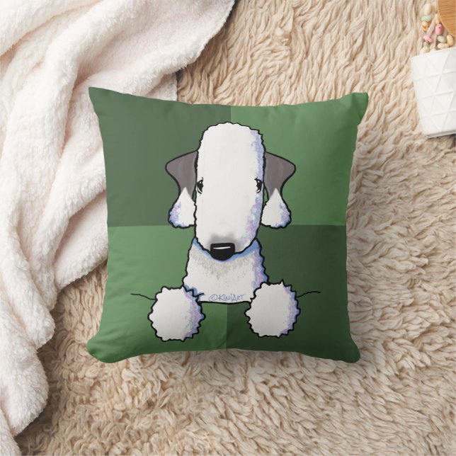 Bedlington Terrier Grön Kastkudde Kudde (Filt)