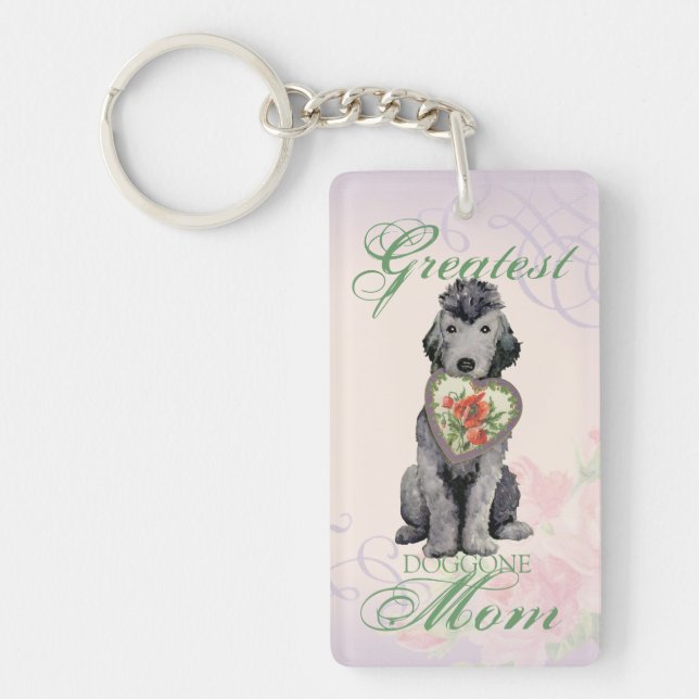 Bedlington Terrier Heart Mamma Keychain (Framsidan)