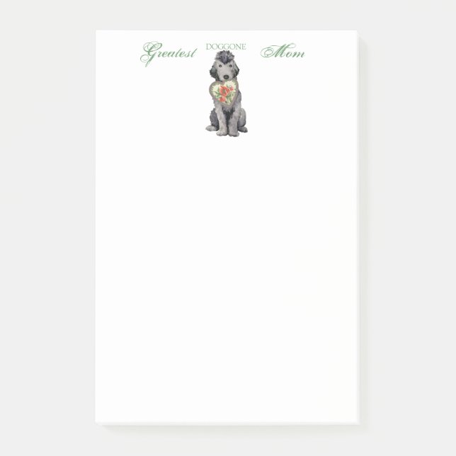 Bedlington Terrier Heart Mamma Post-it Notes Block (Framsida)