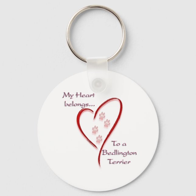 Bedlington Terrier Heart Tillhör Nyckelring (Framsida)