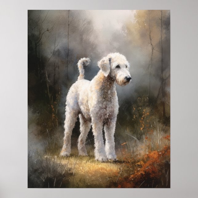 Bedlington Terrier Hund Art Print Poster (Framsidan)
