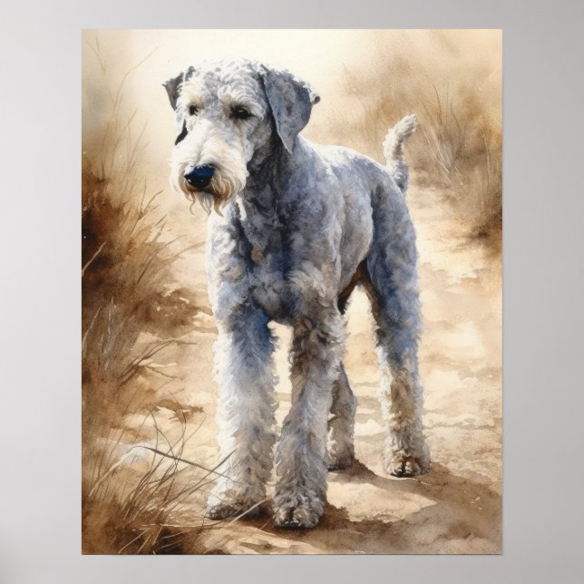 Bedlington Terrier Hund Art Print Poster (Framsidan)