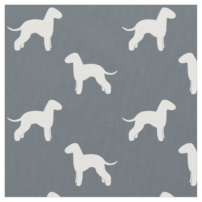 Bedlington Terrier Hund aveln Silhouettes Mönster Tyg (Närbild)