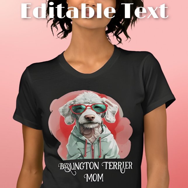 Bedlington Terrier Hund Mamma Sunglass T Shirt (Skapare uppladdad)