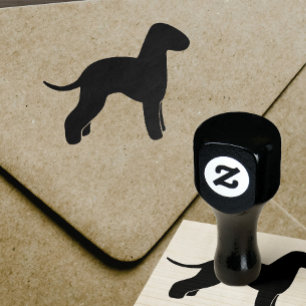 Bedlington Terrier Hund Silhouette Rubber Frimärk Stämpel