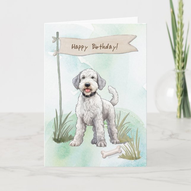 Bedlington Terrier-Hund under födelsedagsskylt Kort (Framsida)