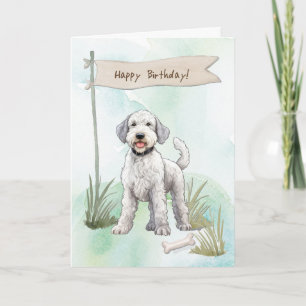 Bedlington Terrier-Hund under födelsedagsskylt Kort