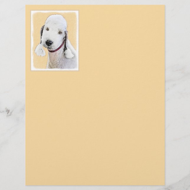 Bedlington Terrier-målning - Original Hund Art (Framsida)