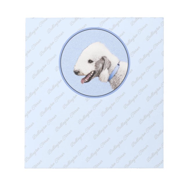 Bedlington Terrier-målning - Original Hund Art Anteckningsblock (Framsida)
