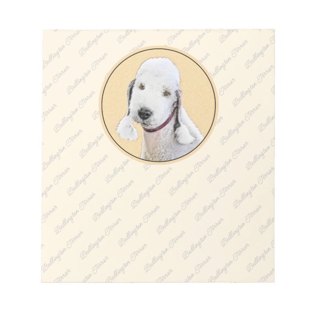 Bedlington Terrier-målning - Original Hund Art Anteckningsblock (Framsida)