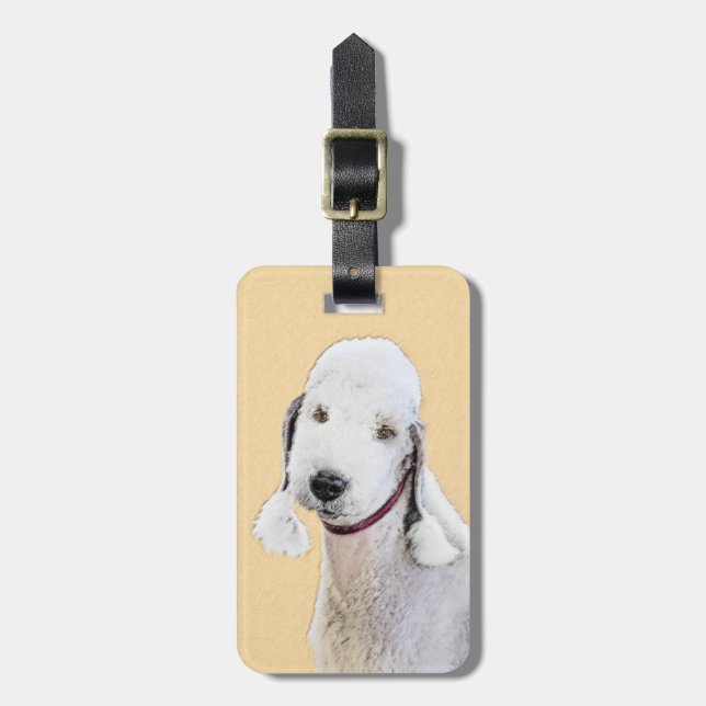Bedlington Terrier-målning - Original Hund Art Bagagebricka (Vertikal Framsida)