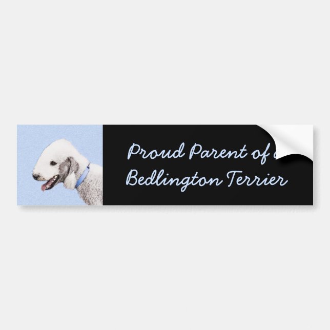 Bedlington Terrier-målning - Original Hund Art Bildekal (Framsidan)