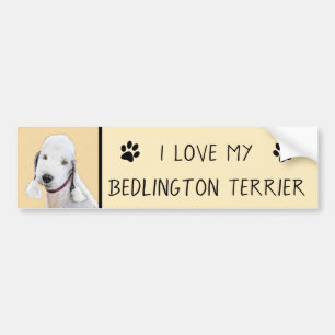 Bedlington Terrier-målning - Original Hund Art Bildekal
