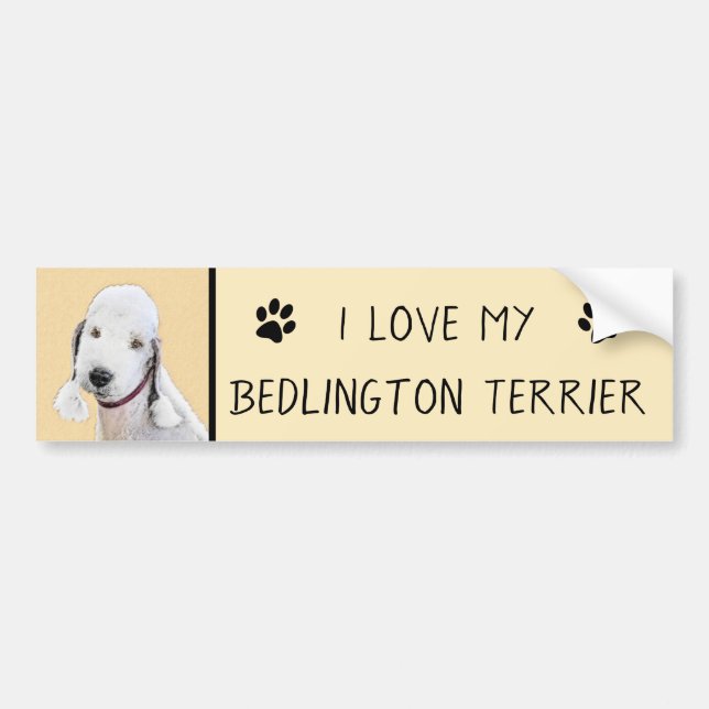 Bedlington Terrier-målning - Original Hund Art Bildekal (Framsidan)