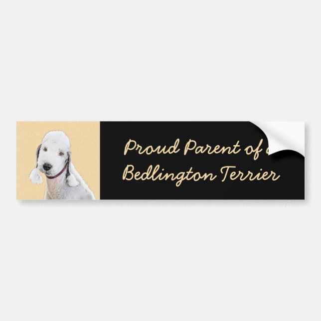 Bedlington Terrier-målning - Original Hund Art Bildekal (Framsidan)