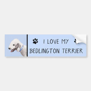 Bedlington Terrier-målning - Original Hund Art Bildekal