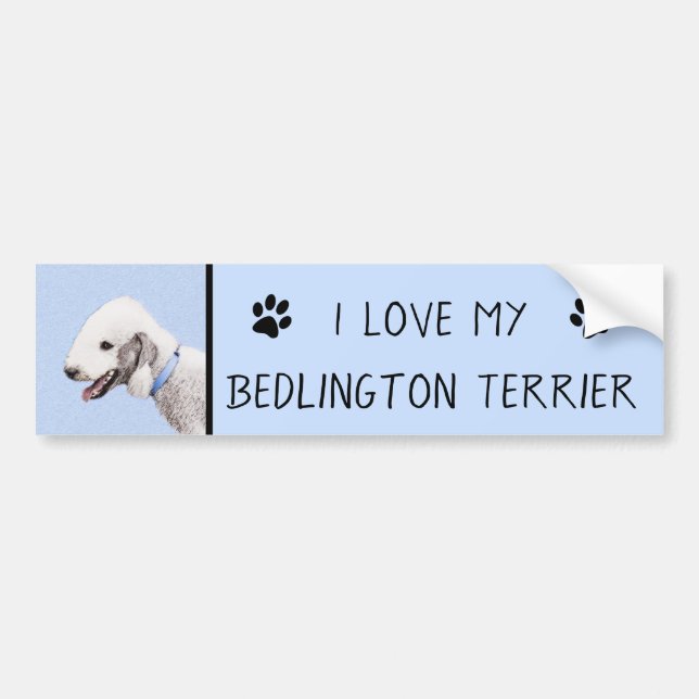 Bedlington Terrier-målning - Original Hund Art Bildekal (Framsidan)