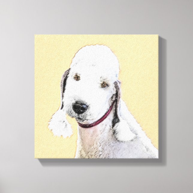 Bedlington Terrier-målning - Original Hund Art Canvastryck (Framsida)