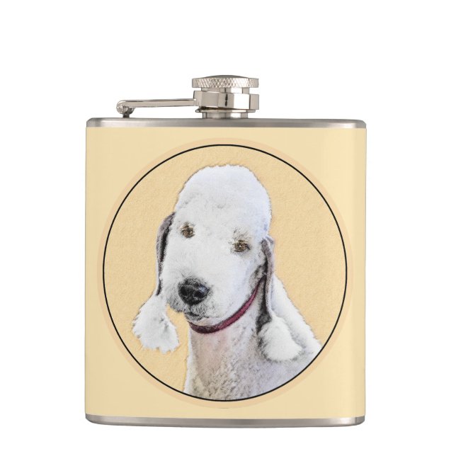 Bedlington Terrier-målning - Original Hund Art Fickplunta (Framsidan)