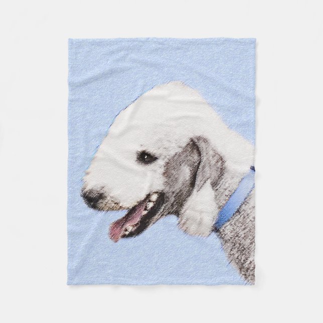 Bedlington Terrier-målning - Original Hund Art Fleecefilt (Framsidan)