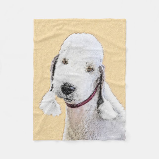Bedlington Terrier-målning - Original Hund Art Fleecefilt (Framsidan)