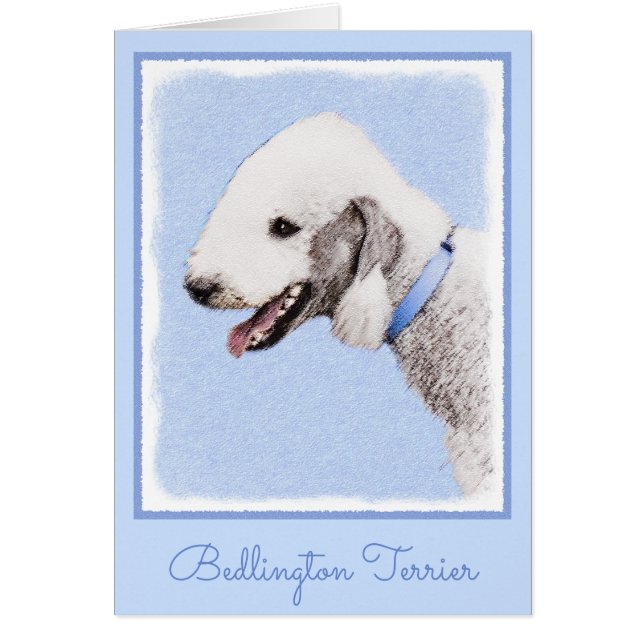 Bedlington Terrier-målning - Original Hund Art Hälsningskort (Framsidan)