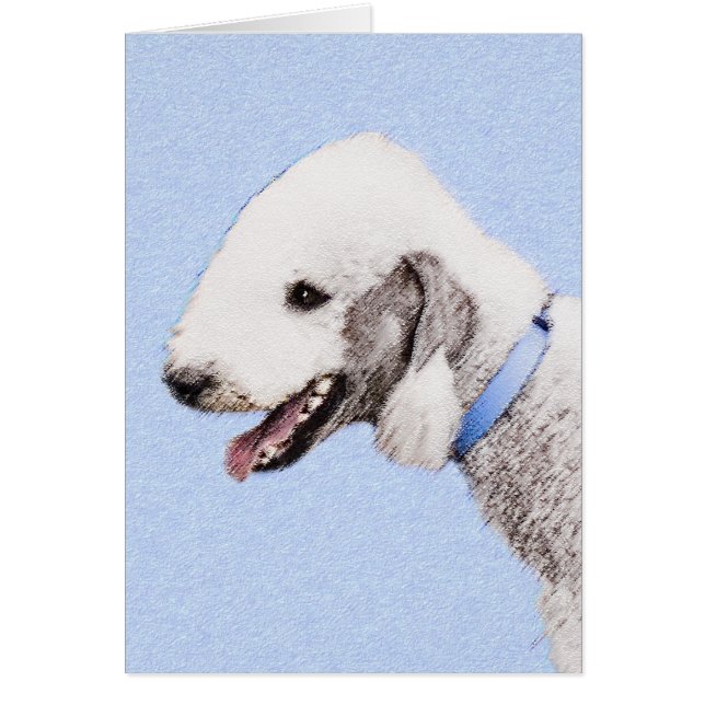 Bedlington Terrier-målning - Original Hund Art Hälsningskort (Framsidan)