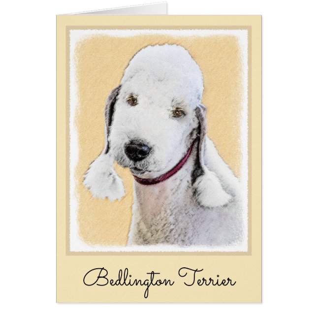 Bedlington Terrier-målning - Original Hund Art Hälsningskort (Framsidan)