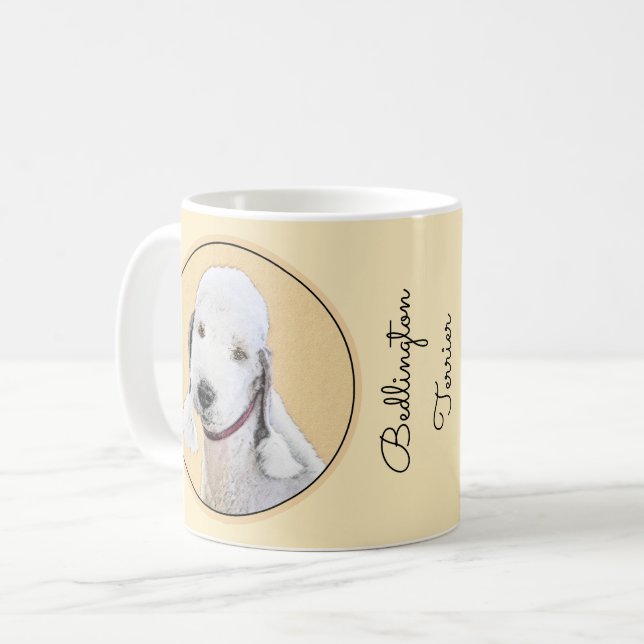 Bedlington Terrier-målning - Original Hund Art Kaffemugg (Framsida vänster)