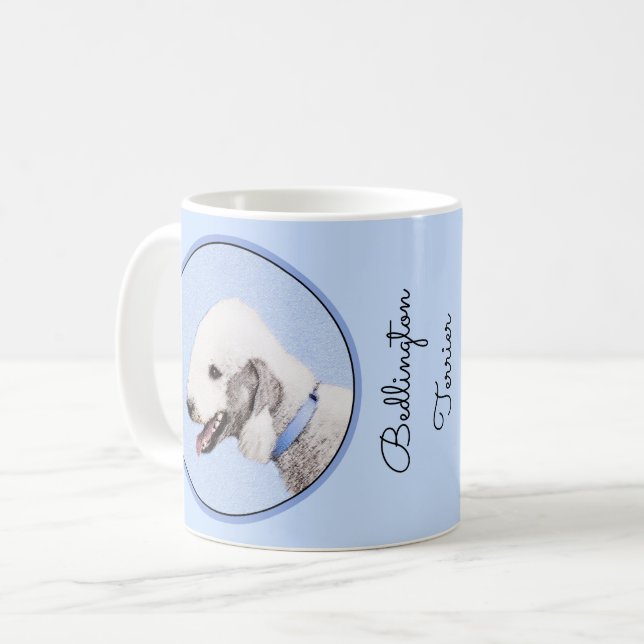 Bedlington Terrier-målning - Original Hund Art Kaffemugg (Framsida vänster)