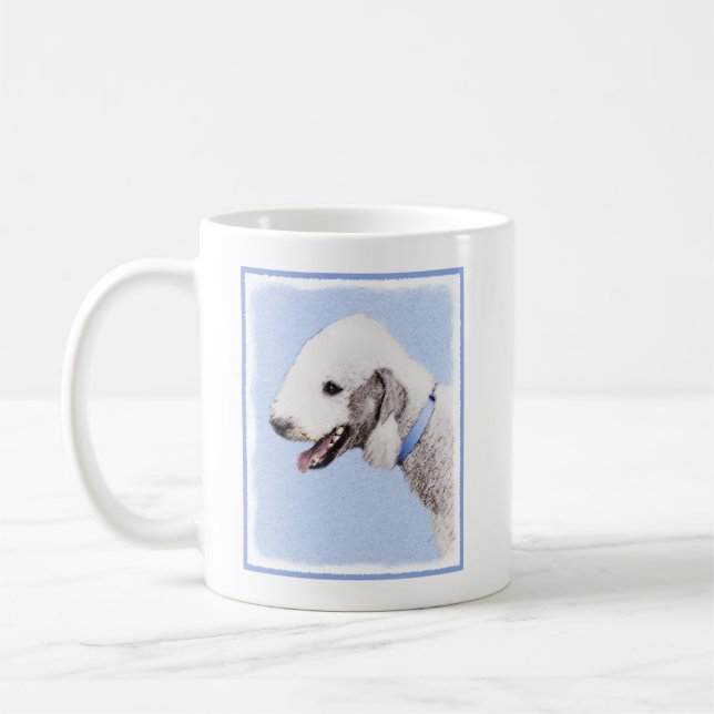 Bedlington Terrier-målning - Original Hund Art Kaffemugg (Vänster)