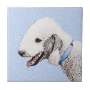 Bedlington Terrier-målning - Original Hund Art Kakelplatta