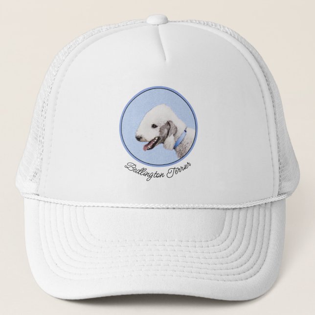 Bedlington Terrier-målning - Original Hund Art Keps (Framsida)