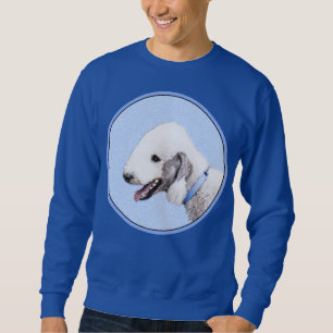 Bedlington Terrier-målning - Original Hund Art Lång Ärmad Tröja