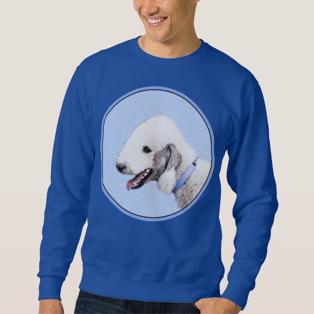 Bedlington Terrier-målning - Original Hund Art Lång Ärmad Tröja (Framsida)