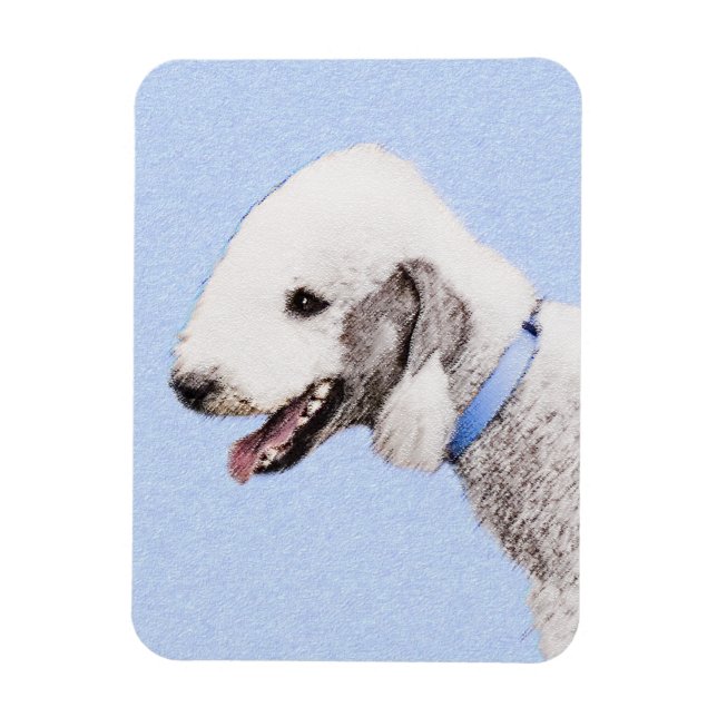 Bedlington Terrier-målning - Original Hund Art Magnet (Vertikal)