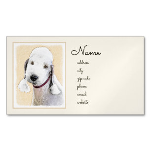 Bedlington Terrier-målning - Original Hund Art Magnetiska Visitkort
