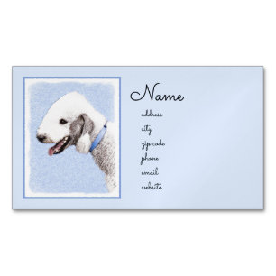 Bedlington Terrier-målning - Original Hund Art Magnetiska Visitkort