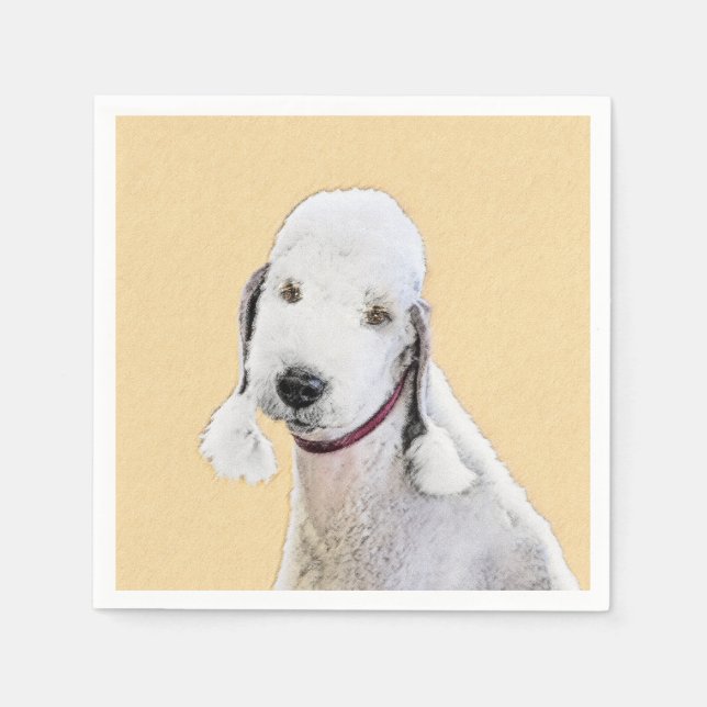 Bedlington Terrier-målning - Original Hund Art Pappersservett (Framsidan)