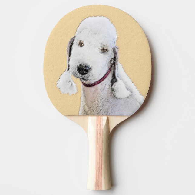 Bedlington Terrier-målning - Original Hund Art Pingisracket (Framsidan)