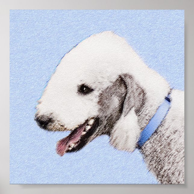 Bedlington Terrier-målning - Original Hund Art Poster (Framsidan)