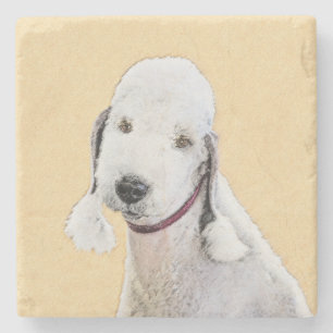 Bedlington Terrier-målning - Original Hund Art Stenunderlägg