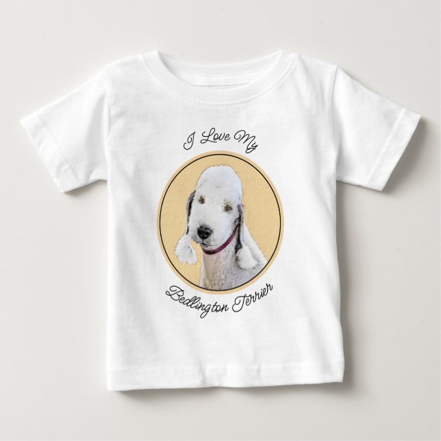Bedlington Terrier-målning - Original Hund Art T Shirt (Framsida)