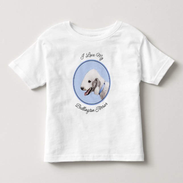 Bedlington Terrier-målning - Original Hund Art T Shirt (Framsida)